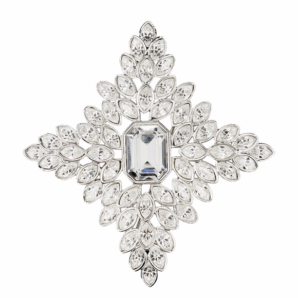KENNETH JAY LANE LARGE CRYSTAL CRUCIFORM BROOCH - Picture 1 of 14